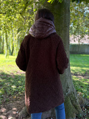 Chocolate Premium Hooded Sherpa Coat Camilla