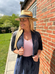 Navy Multi Hole Shrug Paloma