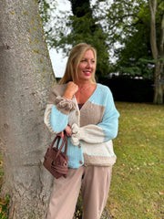 Blue Block Stitch Cardigan Edie