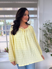 Lemon Textured Bardot Top Maiya