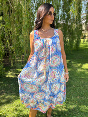 Blue Tropical Tassel Dress Seren