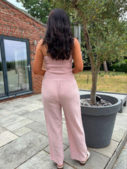 Rose Bubble Cotton Bandeau Jumpsuit