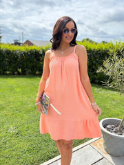 Apricot Bubble Cotton Summer Dress Samantha