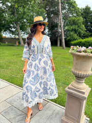 Stone Paisley Print Maxi Dress Kiki