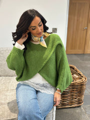 Pistachio Knitted Wrap Jumper Nell