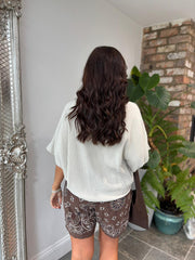 Stone Gathered Hem Bubble Cotton Top Ginny