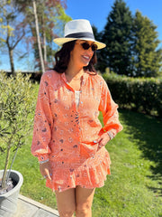 Peach Paisley Bubble Cotton Skort Set Isobel