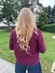 Wine Military Suedette Jacket Cheryl