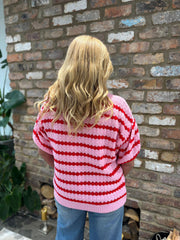 Pink Striped Short Sleeve Knit Emily