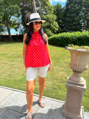Red Polka Dot Halter Neck Top Judy