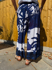 Navy Coastal Palm Trousers Naomi