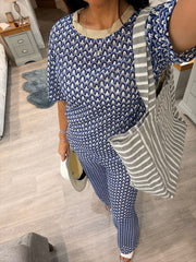 Navy Geometric Pattern Co-ord Indie