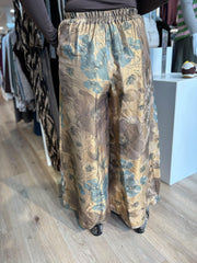 Gold Shimmer Floral Trousers Adele