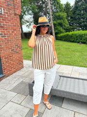 Lemon Striped Sleeveless Top Tiana