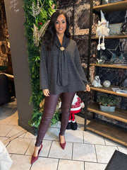 Navy Shimmer Stripe Gathered Top Flora