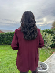 Wine Pinstripe Take You Anywhere Jacket