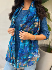 Blue Marl Two Piece Scarf Knit Danni