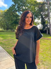 Black Mesh Detail Top Parker