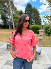Coral Polka Dot Top Amber