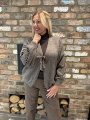 Mocha Leopard Tie Cardi Elsa