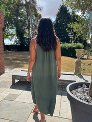 Khaki Bubble Cotton Dress Athena