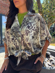 Stone Mixed Animal Print Shirt Davina