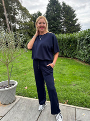 Navy Drawstring Hem Top Judy