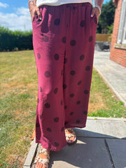 Wine Polka Dot Trousers Michaela