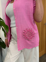 Lipstick Net Floral Blouse Sapphira