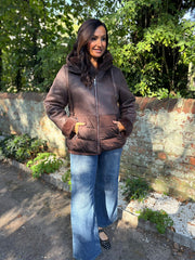 Chocolate Premium Faux Leather Puffer Coat Olympia