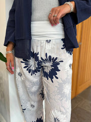 White Floral Hareem Trousers