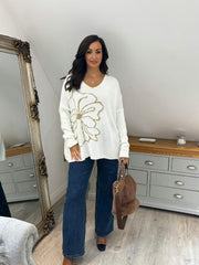 Winter White Flower Knit Alissa