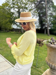 Lemon Ruffle Sleeve Knit Alexis