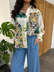 Stone Leopard Tropical Print Shirt Hadley