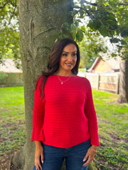 Red Ribbed Knit Kia