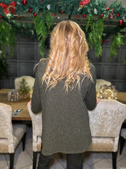 Khaki Shimmer Stripe Gathered Top Flora