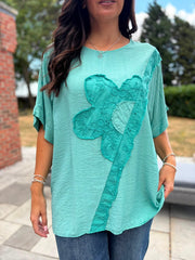Mint Embroidered Floral Top Frankie