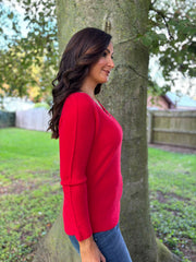 Red Embellished Soft Knit Francine
