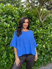 Blue Reverse Seam Round Neck Diana