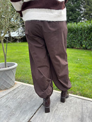 Chocolate Pull on Cuffed Trousers Raven