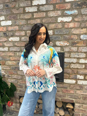 Cream Tropical Print Shirt Aubree