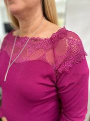 Grape Long Sleeve Lace Top Ruby