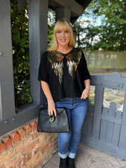 Black Gold Angel Wings Knit Florence