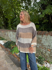 Mocha Striped Knit Pamela