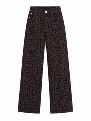 Chocolate Leopard Wide Leg Jeans