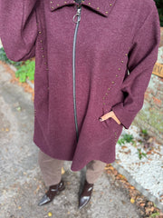 Wine Stud Detail Coat Meredith