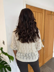 Stone Pointelle Knit Pattern Top Nina