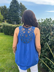 Royal Blue Crochet Detail Vest Moira