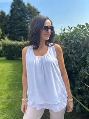 White Crochet Detail Vest Moira
