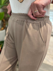 Mocha Seam Front Pull On Comfort Trousers